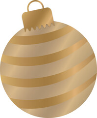Gold Christmas Bauble Ornament with Stripes