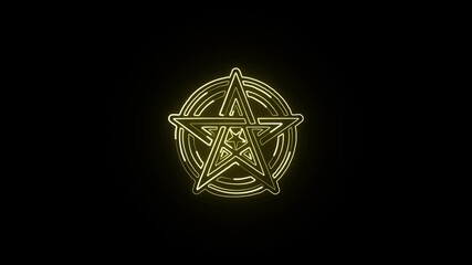 Glowing neon line occult symbol with mystical animation. Esoteric magic icon HD video isolated on black background - Powered by Adobe