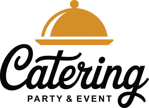 Catering Logo with Gold Cloche | Elegant Party & Event Design for Food Service, Restaurant Branding and Marketing Materials
