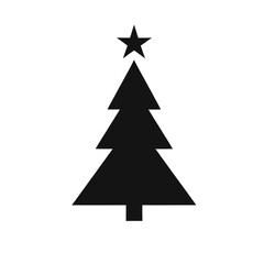 Simple Christmas Tree Silhouette Vector with Star Topper