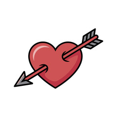 Arrow through heart icon on White Background Vector Art Illustration on white background.