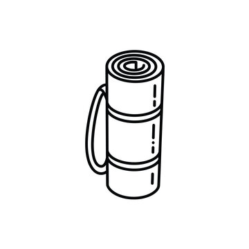 rolled camping mat black outline clip art preview