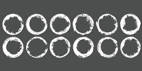 Abstract white rings displayed in two rows on a dark gray background vector