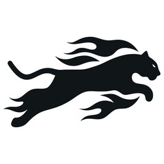 Obraz premium Tiger Transforming into Flames Silhouette | Power and Energy Concept Vector