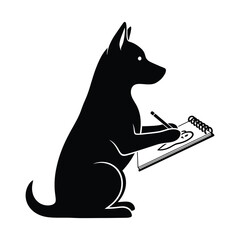 A creative dog is drawing a heart on a sketchpad, showcasing its artistic talent and love in a unique and charming way