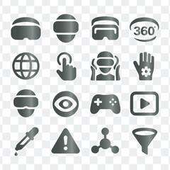 Modern Virtual Reality 360 Video Technology VR Icon Set