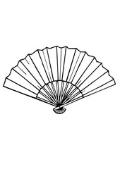 Vector black and white paper fans icon, minimalist style, traditional decorative illustration