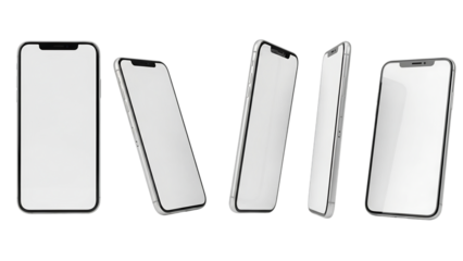 Modern silver smartphones mockup template with blank screen technology concept