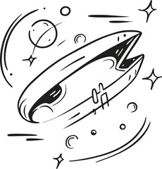 Abstract cosmic galaxy nebula swirl with celestial bodies and stardust digital art isolated on transparent background