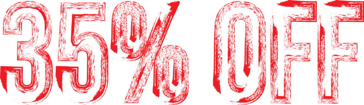 35% OFF Red Grunge Stamp &ndash; Discount Label for Sale Promotion