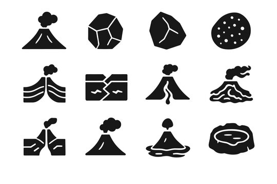 Icon magma layers geology icons flow volcanic pyroclastic plates island vector formation