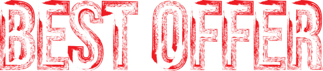 Red Grunge “Best offer” Stamp Label – Sale Promotion Badge on White Background