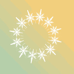 Snowflakes in circular arrangement on gradient background  