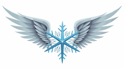 Wings with snowflake design in blue and silver color scheme  