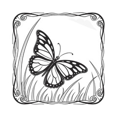 Abstract digital art surreal butterfly frozen ice cube silhouette with light glint isolated on transparent background