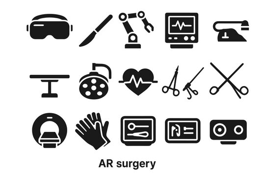 Icons lamp surgery ar rate icon monitor vector medical table laparoscopic scalpel