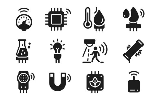 Light gas smart analyzer icons sensor vector module chemical vibration icon humidity