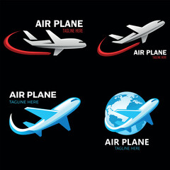 Flugzeug, Airline, Fluggesellschaft, Flughafen - Logo-Set - Vektor Illustration, Icon, Symbol, Zeichen