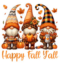 Happy Fall Y'all Gnome Pumpkin Autumn Thanksgiving