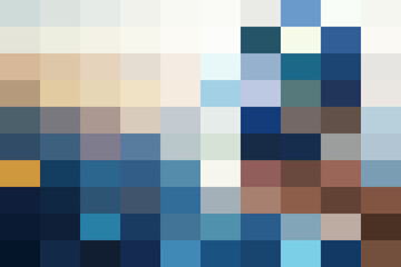 Abstract pixelated mosaic art with a blend of warm and cool tones, featuring geometric shapes and a subtle gradient effect, evoking a modern and artistic feel