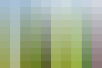 Abstract pixelated landscape with soft green and blue hues, evoking a sense of nature and tranquility in a minimalist, geometric style