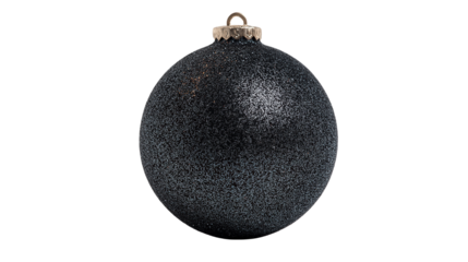Black christmas ball isolated on white transparent background , png , xmas decoration for new year 