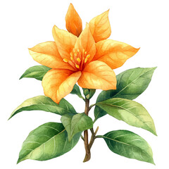 Columnea Flower, watercolor vector, isolated on a white background.