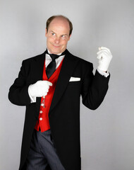 Sassy Butler in Formal Attire Being All Sassy. At Your Service.