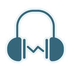 Blue Headphone Icon with Sound Wave Symbol on Black Background Representing Music and Audio Concept