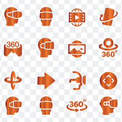 Modern Virtual Reality 360 Video Technology VR Icon Set