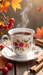 Fototapeta premium morning coffee with a cup of coffee