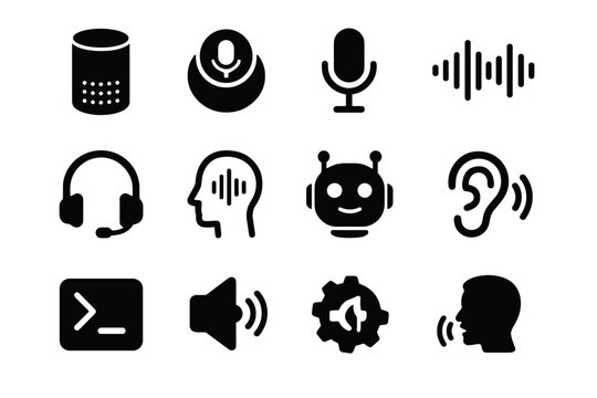 Vector assistant waves assistance icon command symbol icons speech bubble voice virtual