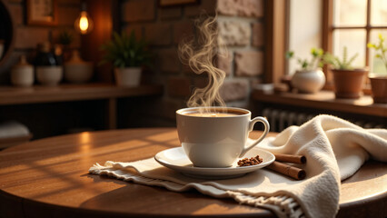 Obraz premium morning coffee with a cup of coffee