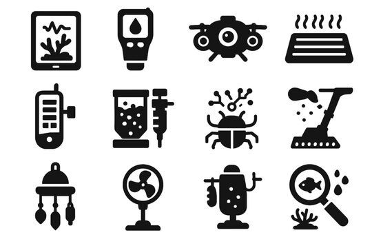 Device icon health scanner vector coral technology ai icons salinity marine thermal
