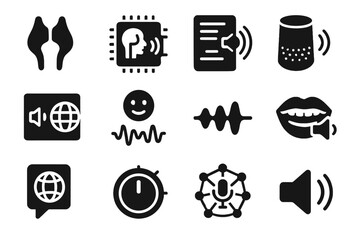 Robotic ai vocal voice speech tone vector neural icon icons language generation