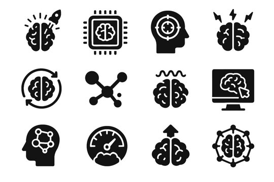 Chip synapse upload recall memory vector icon enhancement attention icons button stimulator