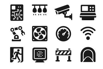 Energy ai vector surveillance safety system tunnel barrier icon ventilation wireless camera