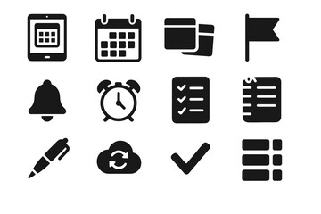 Interactive time reminder blocks vector icon bell digital icons flag notification task