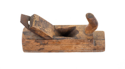 Old wooden plane isolated on white background