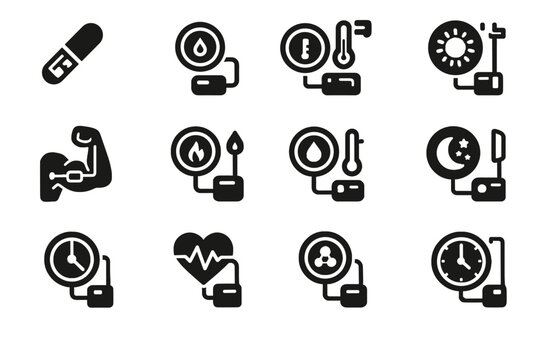 Implant icon bio circadian enhancer biohacking sleep glucose growth vector icons monitor