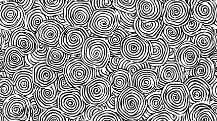 Naklejka premium Black and white image of circles with a white background. The circles are of various sizes and are arranged in a way that creates a sense of movement and flow. The image has a minimalist