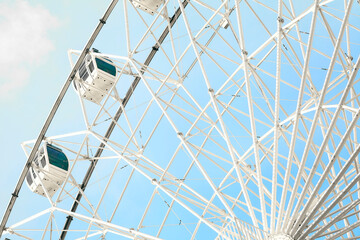 Photo Of Ferris Wheel On Blue Sky Background