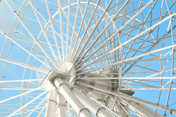 Photo Of Ferris Wheel On Blue Sky Background
