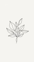 Fototapeta premium Line Art Leaf Motif: Delicate line art gracefully captures the essence of nature's elegance, offering a minimalist aesthetic of leaves and foliage.