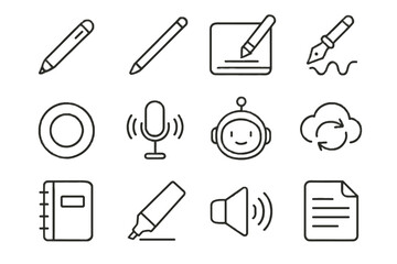 Ink speaker tool page writing tablet cloud sync creative icon vector pen