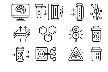 Vent air bio algae monitor icon light membrane indicator alert cleaning vector