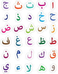 Colorful Arabic alphabet letters