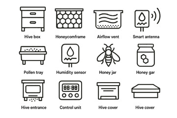 Inspection antenna vent honeycomb icons icon entrance hive vector frame control jar