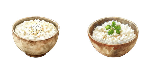 tibetan rice pudding watercolor vector illustration