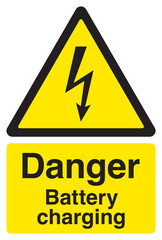 Danger battery charging warning sign